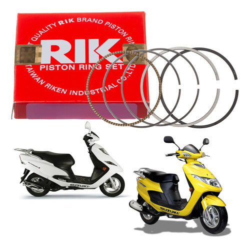 Jogo de Anéis do Pistão RIK Suzuki Burgman 125 2005 a 2010 1,00 mm