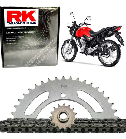 Kit Relação RK com Retentor Honda Cg 160 Titan Fan Start Cargo 2016 a 2024 428 118L 44/15T