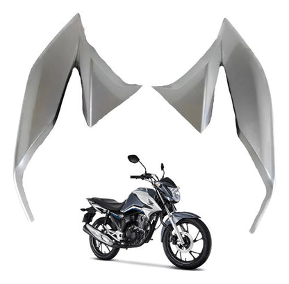 Par de Aletas Abas do Tanque Paramotos Honda Cg 160 Titan 2022 a 2024 Prata Iron Nail