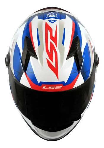 Capacete LS2 FF358 Draze Branco Azul Vermelho Brilhante Tamanho 56/S