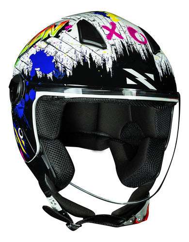 Capacete Aberto Norisk Orion Shine Branco Laranja Brilhante