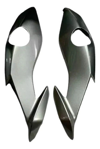 Par de Carenagens Laterais do Farol Paramotos Honda Cg 160 Fan Start 2022 a 2024 Prata Iron Nail