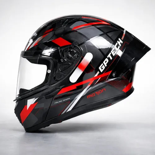 Capacete GP Tech Sense Motion Preto Cinza Vermelho Brilhante