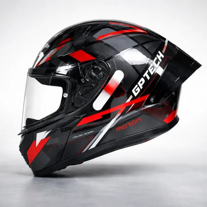 Capacete GP Tech Sense Motion Preto Cinza Vermelho Brilhante