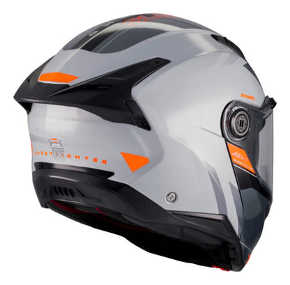 Capacete Escamoteável Axxis Ghostfighter SV Sleek Cinza Laranja Preto Brilhante Tamanho 60