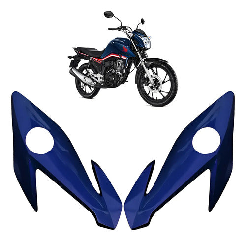 Par de Carenagens Laterais do Farol Paramotos Honda Cg 160 Titan Fan 2016 a 2021 Azul Twister
