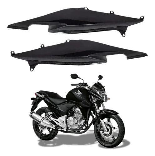 Par de Rabetas Laterais Paramotos Honda Cb 300r 2013 em diante Preto Brilhante