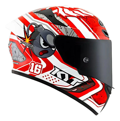 Capacete KYT TT-Course Super Mario Branco Vermelho Brilhante