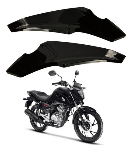 Par de Carenagens Laterais do Farol Paramotos Honda Cg 160 Titan Fan Start 2025 em diante Preto Liso