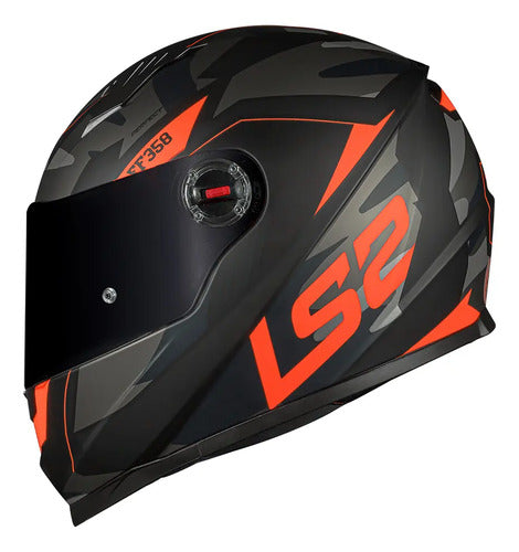 Capacete LS2 FF358 Tank Preto Laranja Fosco