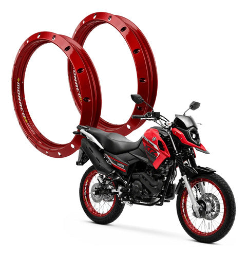 Par de Aros de Roda GS Monaco Yamaha Crosser 150 1.85x19 e 2.15x17 Vermelho
