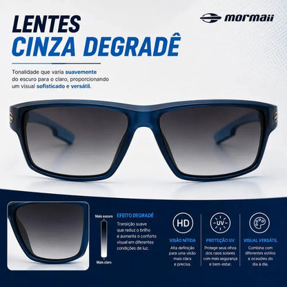 Óculos De Sol Mormaii Joaca 4 Armação Azul Escuro Translúcido M0112kc633 Lente Degradê Curvado Cinza