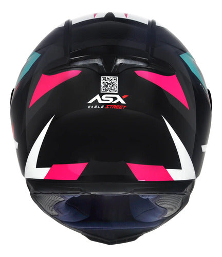Capacete ASX Eagle Street Preto Azul Rosa Brilhante