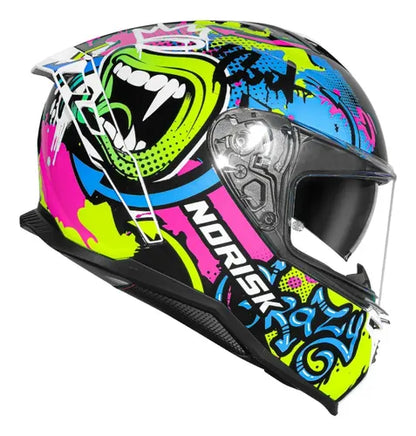Capacete Norisk Strada II Wow com Óculos Solar Interno Preto Amarelo