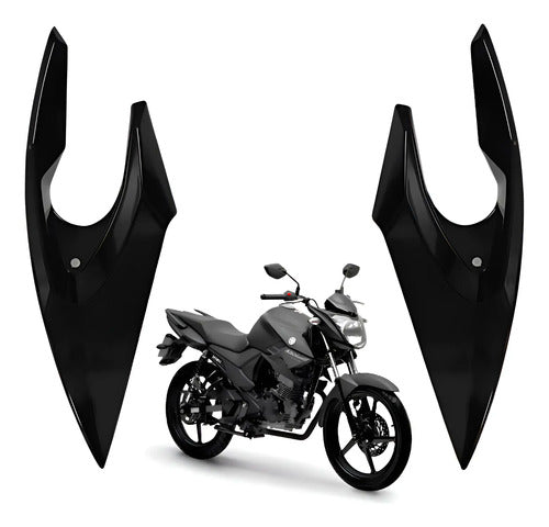 Bananinha Par de Carenagens Laterais do Farol Paramotos Yamaha Fazer 150 2014 a 2024 Preto Metálico