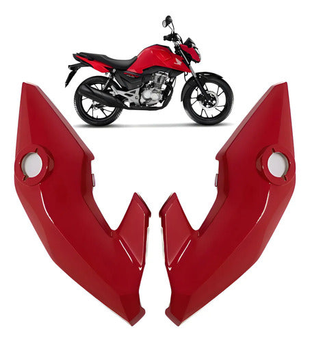 Par de Carenagens Laterais do Farol Paramotos Honda Cg 160 Fan Start 2016 a 2019 Vermelho Maceió