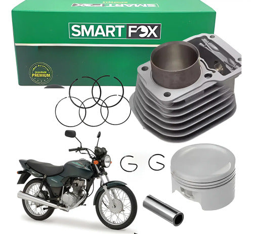 Kit Cilindro Pistão e Anéis Smartfox Honda Cg 125 Titan Fan 2000 a 2001