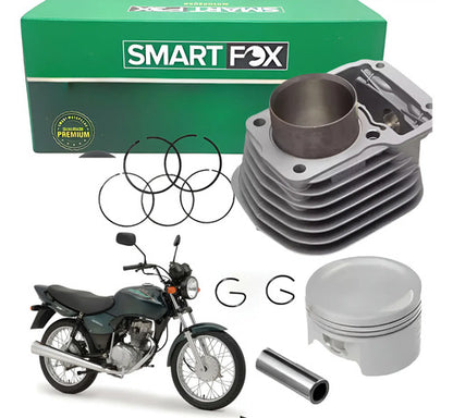 Kit Cilindro Pistão e Anéis Smartfox Honda Cg 125 Titan Fan 2000 a 2001