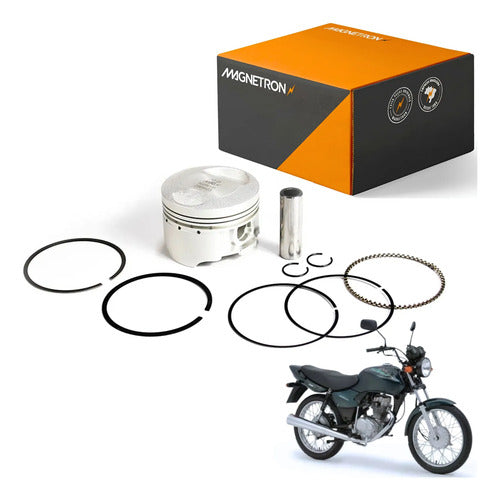 Kit Pistão com Anéis Magnetron Honda Cg 125 Titan 2002 a 2004 Bros 125 2003 a 2005 0,25 mm
