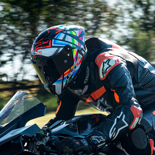 Capacete LS2 FF805 Thunder C GP Flash Black com Spoiler Preto Cinza Azul