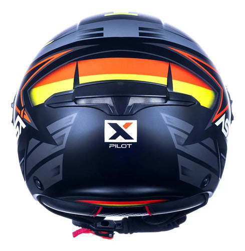 Capacete Aberto ASX City Air Pilot Preto Vermelho Amarelo Fosco