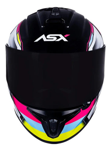Capacete ASX Draken Pilot Preto Colorido Brilhante