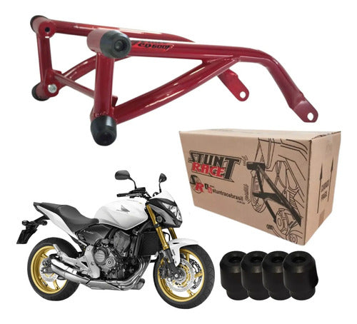Protetor de Motor Stunt Race Cage Honda Cb 600f Hornet 2008 em diante Vermelho Metálico