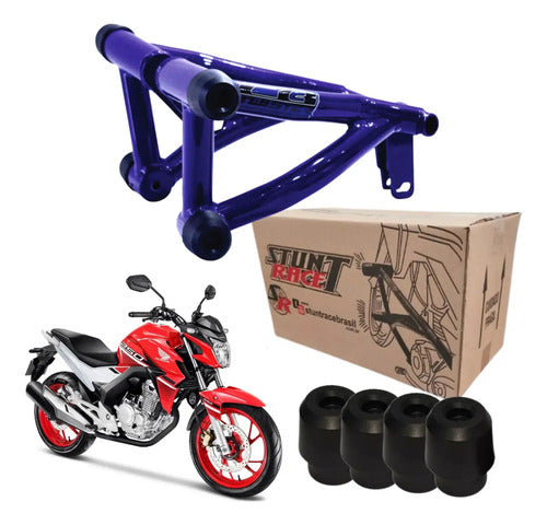 Protetor de Motor Stunt Race Cage Honda Cb 250f Twister 2016 em diante Azul Metálico
