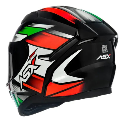 Capacete ASX City Start Branco Vermelho Verde Brilhante
