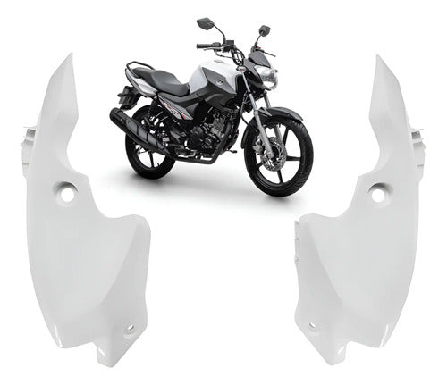 Par de Carenagens Laterais do Farol Paramotos Yamaha Factor 150 2016 a 2022 Branco