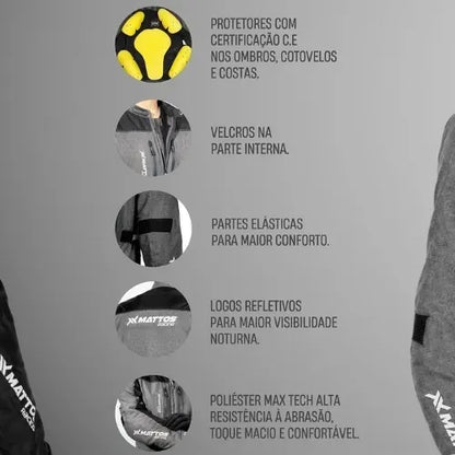 Jaqueta Mattos Racing Optimus Impermeável com Forro de Inverno Preto