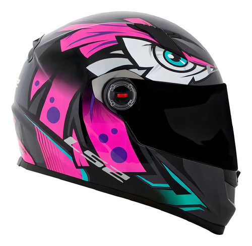 Capacete LS2 FF358 Tribal Fúcsia Brilhante Tamanho 56/S