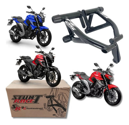 Protetor de Motor Stunt Race Cage Yamaha Fazer Fz25 250 2018 em diante Preto Brilhante