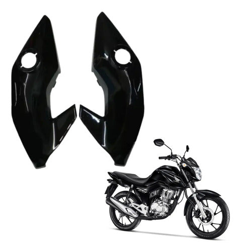 Par de Bananinhas Carenagens Laterais do Farol Paramotos Honda Cg 150 160 Fan Start Preto Brilhante