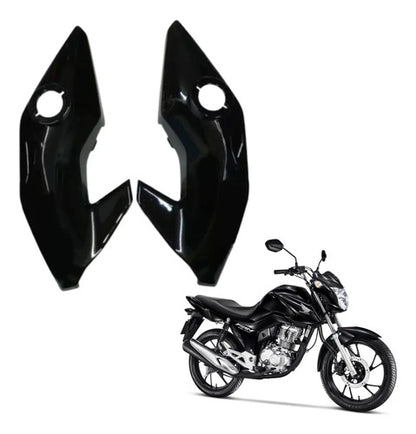 Par de Bananinhas Carenagens Laterais do Farol Paramotos Honda Cg 150 160 Fan Start Preto Brilhante