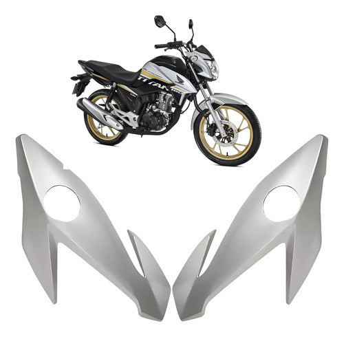 Bananinha Par de Carenagens Laterais do Farol Paramotos Honda Cg 160 Titan Fan 2016 a 2021 Prata