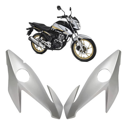 Bananinha Par de Carenagens Laterais do Farol Paramotos Honda Cg 160 Titan Fan 2016 a 2021 Prata