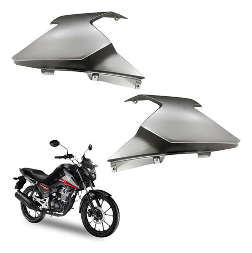 Par de Aletas Abas do Tanque Paramotos Honda Cg 160 Titan 2025 em diante Cinza Fosco