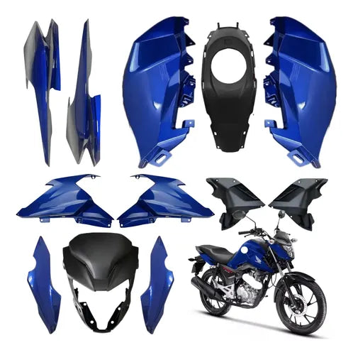 Kit Carenagem Completo Paramotos Honda Cg 160 Fan 2025 em diante Azul Perolizado