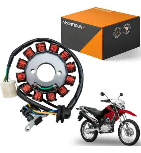 Magneto Estator com Bobina de Pulso Magnetron Honda Bros 150 2009 a 2014