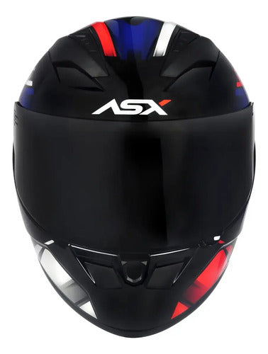 Capacete ASX City Start Preto Vermelho Azul Brilhante
