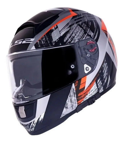 Capacete LS2 FF397 Vector Evo Scratch com Óculos Solar Interno Preto Vermelho Tamanho 60/L