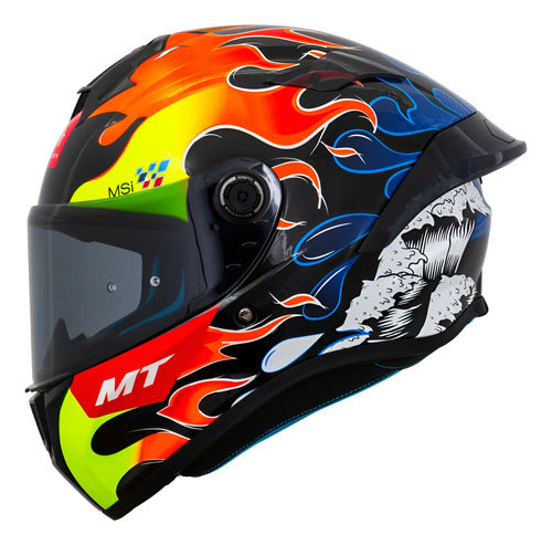 Capacete MT Helmets Targo S Yamanaka 2024 Preto Vermelho Laranja Brilhante