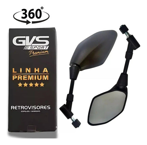 Par de Retrovisores GVS Giro 360 Yamaha Lander Ténéré Fazer 250 Mt-03 Mt-07 Mt-09 Lente Convexa Fumê