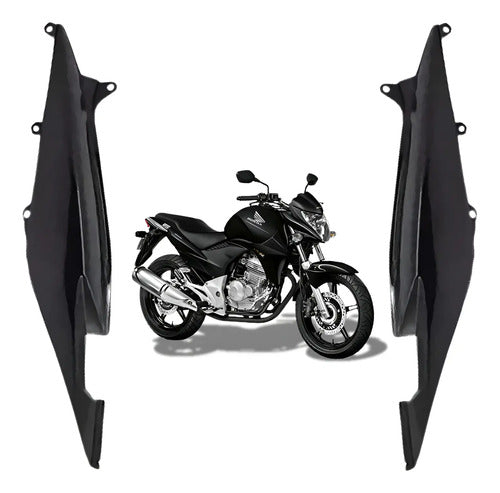 Par de Rabetas Laterais Paramotos Honda Cb 300r 2013 em diante Preto Brilhante
