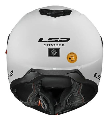 Capacete Escamoteável LS2 FF908 Strobe II Solid com Óculos Solar Branco Brilhante Tamanho 56/S