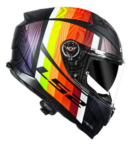 Capacete LS2 FF811 Vector II Freedom com Óculos Solar Interno Preto Laranja Fosco
