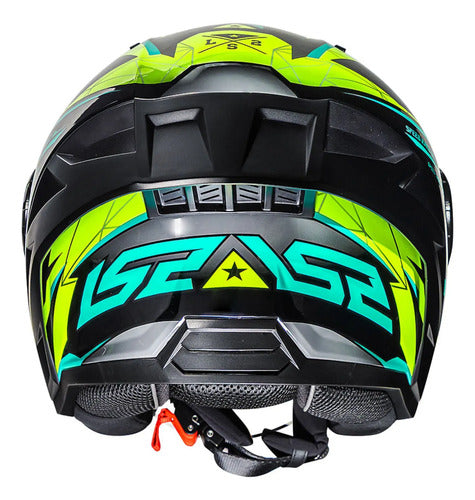 Capacete Aberto LS2 OF616 Airflow II Draze com Spoiler Preto Amarelo Verde Brilhante