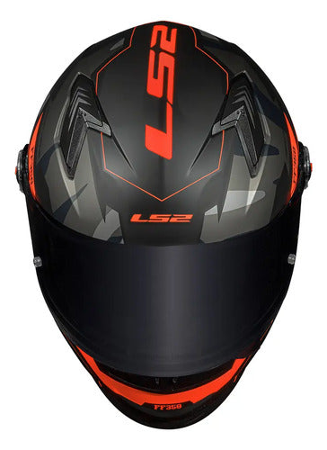 Capacete LS2 FF358 Tank Preto Laranja Fosco