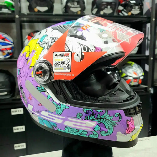 Capacete LS2 FF358 Dreamcatcher Rosa Prata Azul Brilhante